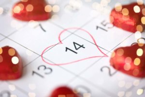 sober valentines day circled with a heart on a calendar