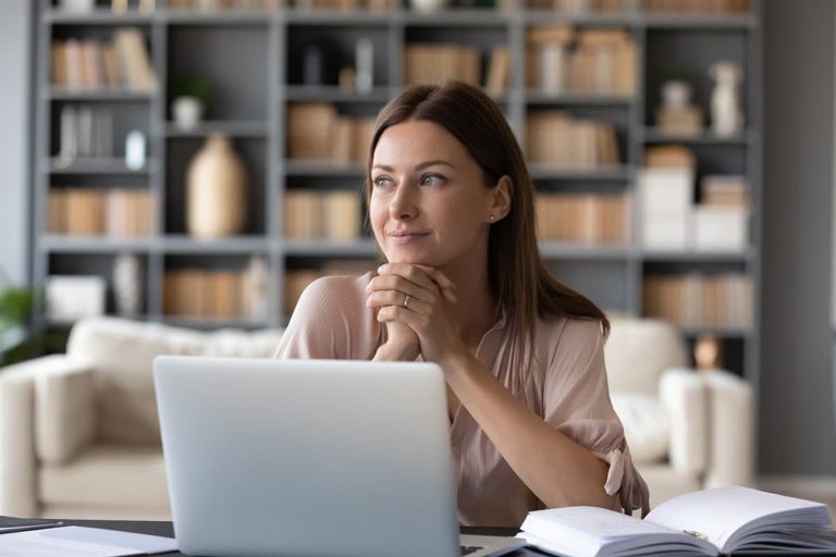 woman researching recovery resources for addiction